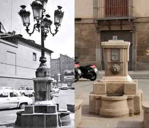 La antigua farola. Y la fuente actualmente sin la farola 