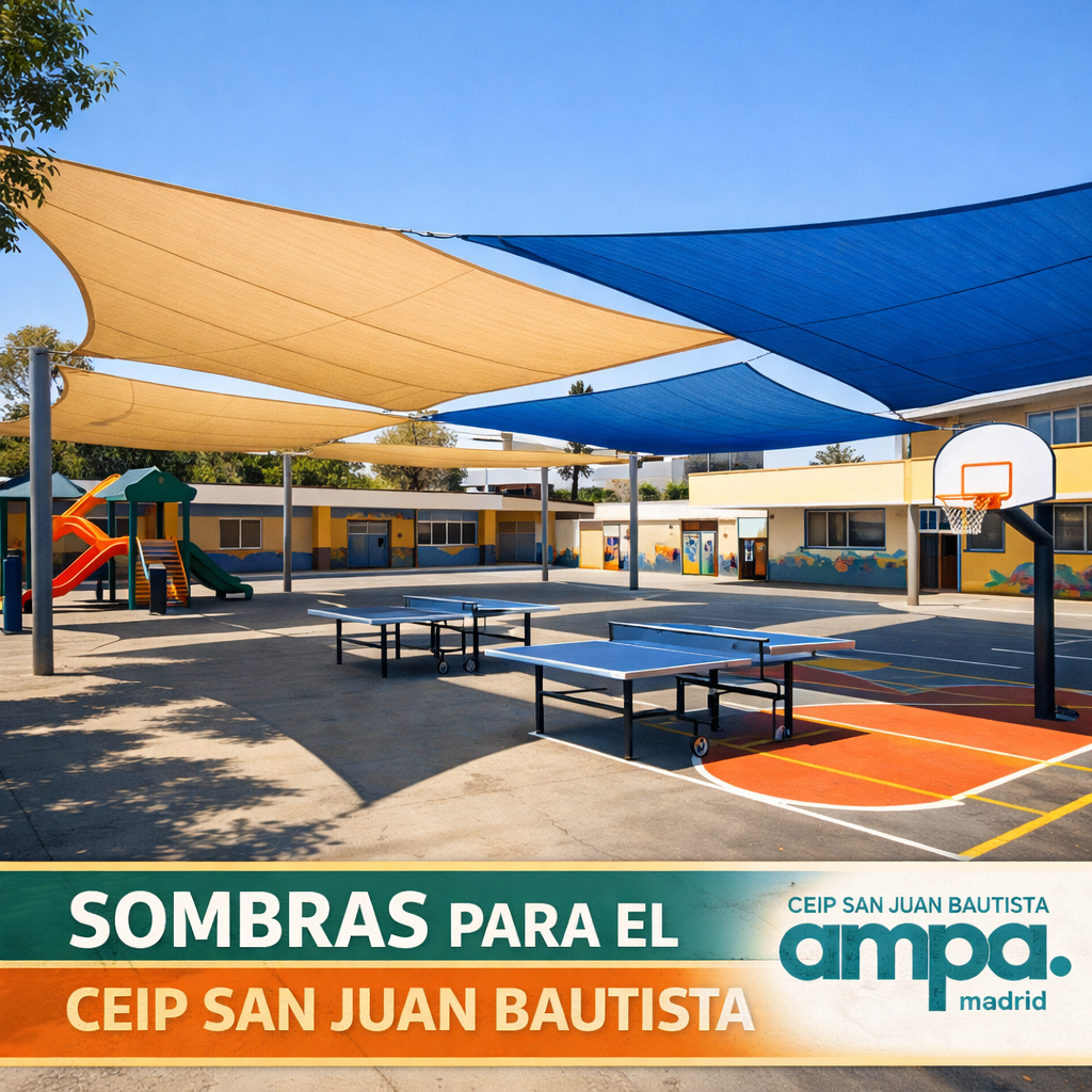 Imagen no real creada con IA de un patio con Sombras.