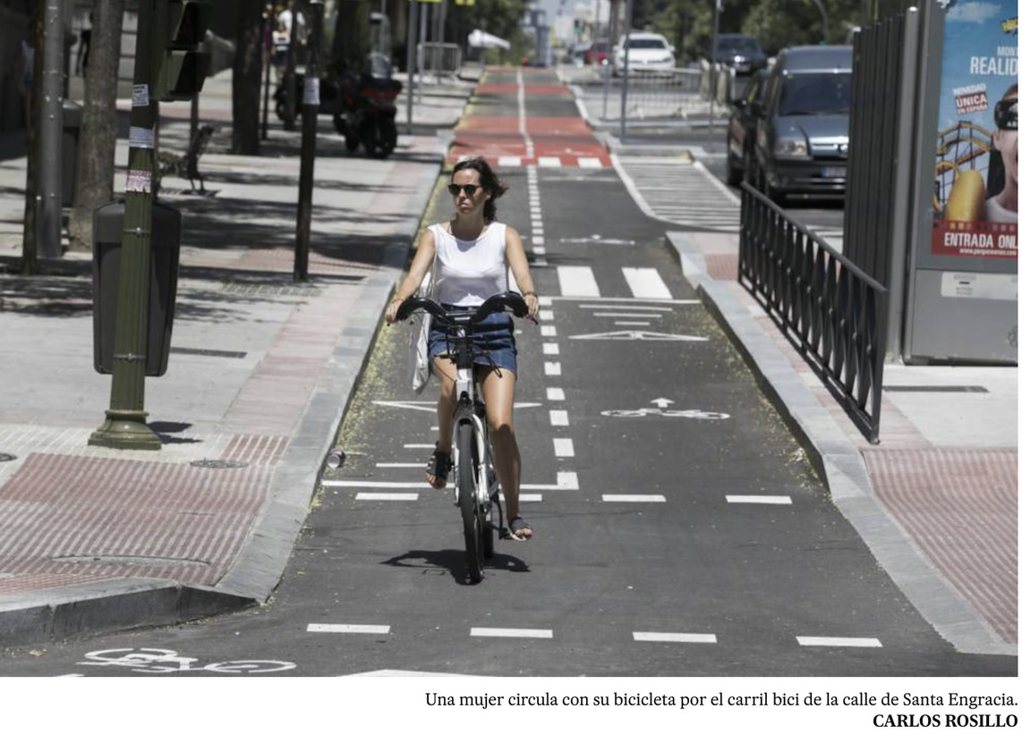 Ejemplo de carril bici segregado en C/Santa Engracia